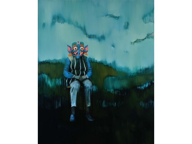 Blue God Grandma, 2013 % Huile sur toile<br/>Oil on canvas<br/>200 x 160 cm<br/><br/>
