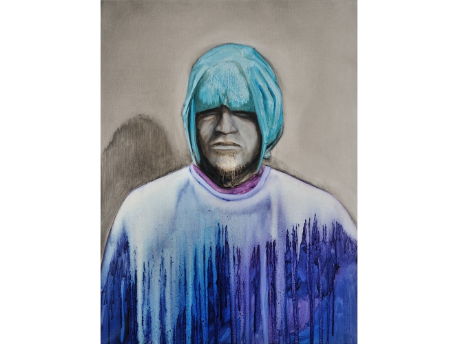Moon Man, 2013 % Huile sur toile <br/>Oil on canvas<br/>70 x 52 cm <br/>(27 1/2 x 20 1/2 in.)<br/><br/>