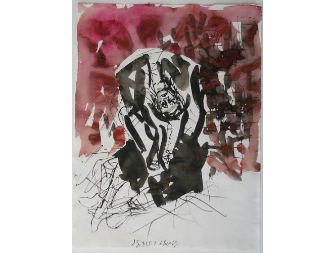 DER RICHTER  (REMIX) – 25.XI.07 % Stylo, aquarelle et encre de Chine sur papier<br/>66,6 x 50,5 cm<br/>(GBZ 5776)	 <br/><br/>Pen, watercolor and Indian ink on paper<br/>66,6 x 50,5 cm<br/>(GBZ 5776) <br/><br/>