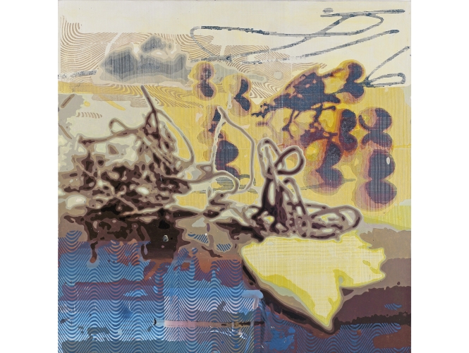 Fliegeneier, 2008 % Huile et laque sur toile<br/>Oil and lacquer on canvas<br/>160 x 160 cm <br/> <br/> <br/>