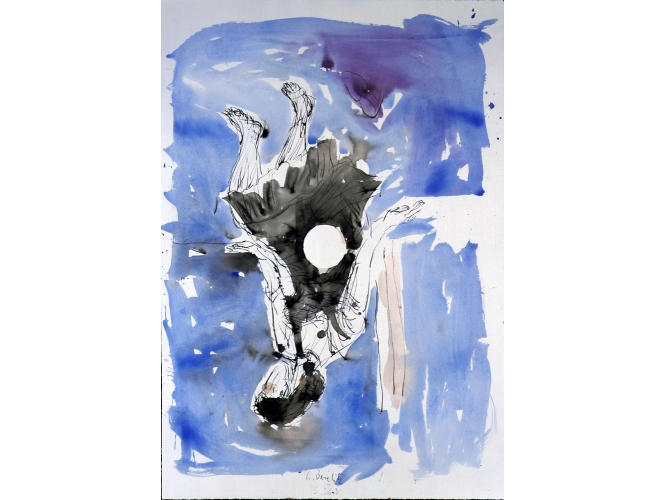 Sans titre – 15.IV.01 % Plume d'encre, aquarelle et encre sur papier<br/>100 x 70 cm <br/>(GBZ 4720)<br/><br/>Feather pen, watercolor and ink on paper<br/>100 x 70 cm <br/>(GBZ 4720)<br/><br/>
