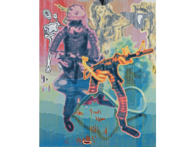Bandscheibenvorfall, 2008 % Huile et laque sur toile<br/>Oil and lacquer on canvas<br/>150 x 120 cm<br/><br/>  <br/>
