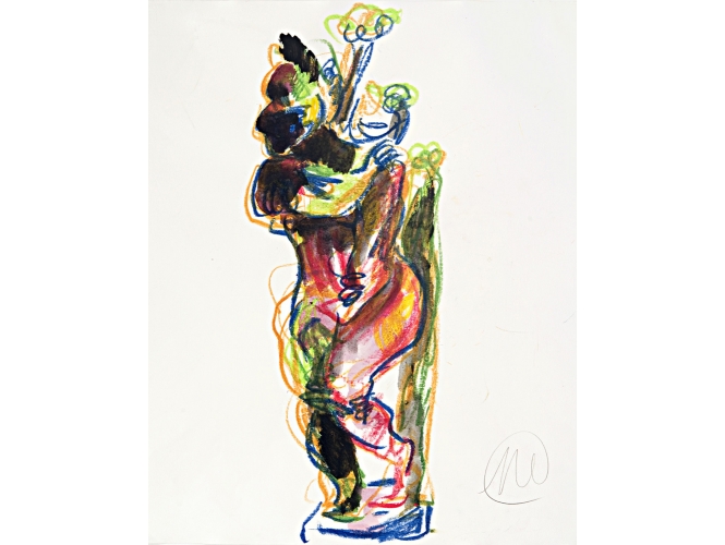 Untilted (Daphne), 2003 % Aquarelle, tempera et pastel à l’huile sur papier <br/>46,5 x 39,5 cm<br/>MLZ 4245/00<br/><br/>Watercolour, tempera and oil crayon on paper<br/>46,5 x 39,5 cm<br/>MLZ 4245/00<br/><br/>
