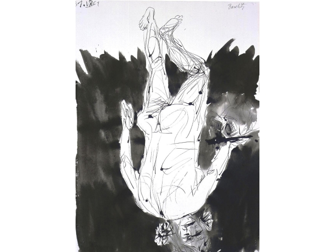 Sans titre – 31.V.01 % Plume d'encre, encre avec aquarelle sur papier<br/>77,7 x 57 cm<br/>(GBZ 4793)<br/><br/>Feather pen, ink with watercolor on paper<br/>77,7 x 57 cm<br/>(GBZ 4793)<br/><br/>