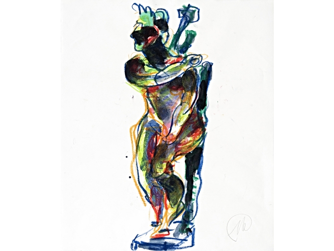 Untilted (Daphne), 2003 % Aquarelle, tempera et pastel à l’huile sur papier<br/>46,5 x 39,5 cm<br/>MLZ 4244/00<br/><br/>Watercolour, tempera and oil crayon on paper<br/>46,5 x 39,5 cm<br/>MLZ 4244/00<br/><br/>