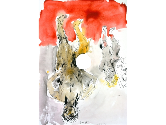 Sans titre – 21.IV.01 % Plume d'encre, aquarelle et encre sur papier<br/>70 x 50 cm <br/>GBZ 4812<br/><br/>Feather pen, watercolor and ink on paper<br/>70 x 50 cm <br/>GBZ 4812 <br/><br/>
