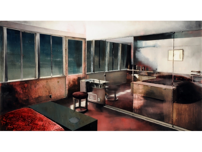 The Remote Viewer #06, 2008 % Huile sous plexiglas<br/>Oil under plexiglass<br/>72 x 130 cm<br/><br/>