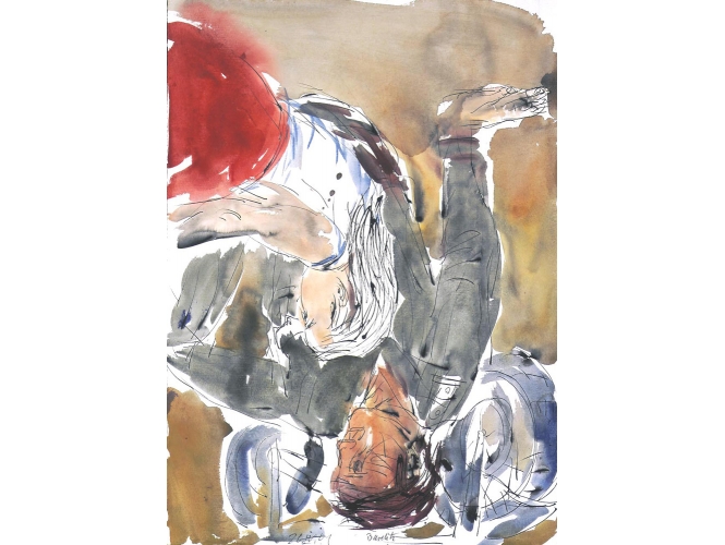 Sans titre – 20.IV.01 % Plume d'encre, aquarelle et encre sur papier<br/>70 x 50 cm <br/>(GBZ 4841)<br/><br/>Feather pen, watercolor and ink on paper<br/>70 x 50 cm <br/>(GBZ 4841)<br/><br/>