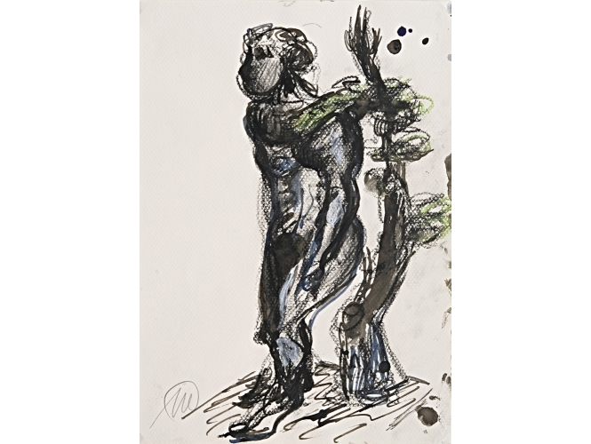 Untitled (Daphne), 200217 % Aquarelle, pastel à l’huile <br/> Watercolor, oil crayon<br/>30 x 21 cm<br/>MLZ 3567/00<br/><br/>
