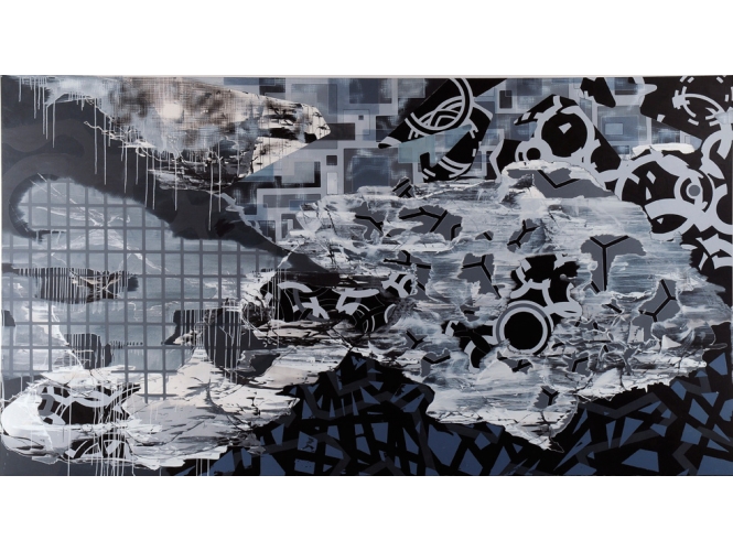 Sans titre / Untitled (série 12 34 YF), 2008 % Acrylique sur toile<br/>Acrylic on canvas<br/>220 x 400 cm<br/><br/>