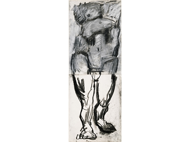 Untitled (Herkules), 2010 % Fusain, blanc de Chine <br/>Charcoal, Chinese white<br/>80 x 29,5 cm<br/>MLZ 4814/00<br/><br/>