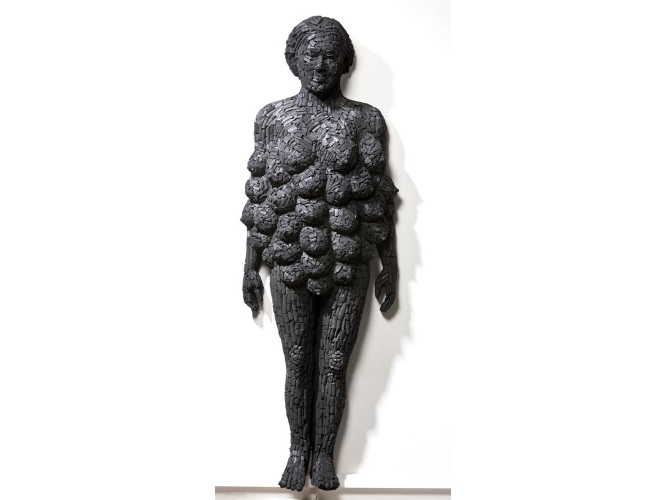 Mother Goddess, 2010 % Charbon de  bois, pulp de chiffons de coton<br/>Wood charcoal, cotton rag pulp<br/>180,34 x 45,72 x 20,32 cm  (71 x 18 x 8 in.)<br/><br/>