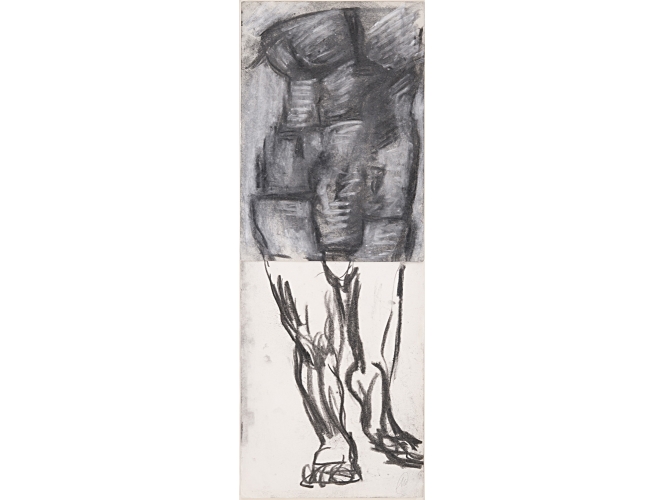 Untitled (Herkules), 2010 % Fusain, blanc de Chine <br/>Charcoal, Chinese white<br/>80 x 29,5 cm<br/>MLZ 4813/00<br/><br/>