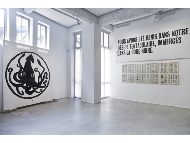 Vue de l’exposition / Exhibition view, 2011 % "Le Gun and The Black Squid - La Catastrophe", Galerie Suzanne Tarasieve / LOFT 19 <br/>Photo: Rebecca Fanuele<br/><br/>