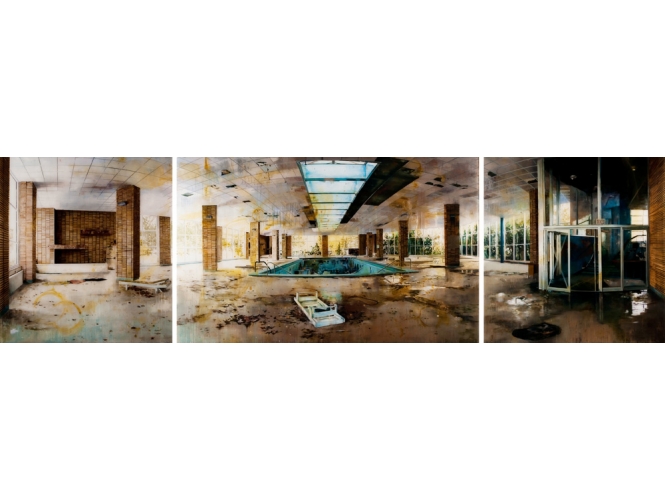 Triptico, 2010 % Huile sur plexiglas<br/>Oil on plexiglass<br/>120 x 120 cm, 120 x 200 cm,<br/>120 x 114 cm<br/><br/>