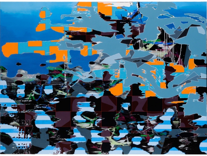 Sans titre / Untitled (série 12 34 YF), 2008 %  Acrylique sur toile<br/>Acrylic on canvas<br/>160 x 280 cm<br/> <br/>
