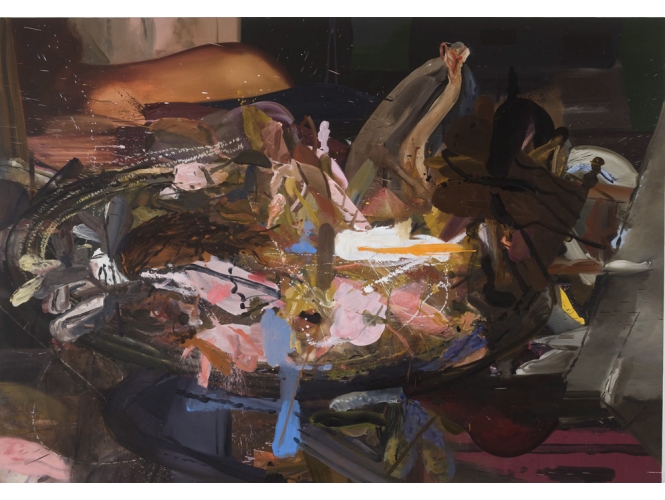 Tall Vanity (or Turned Table), 2009 % Huile sur toile <br/>Oil on canvas<br/>274,5 x 193 cm<br/><br/>