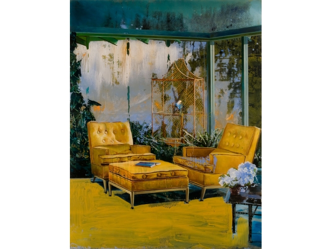 Quinta pintura semi-amestrada, 2009 % Huile sous plexiglas<br/>Oil under plexiglass<br/>130 x 100 cm <br/><br/>