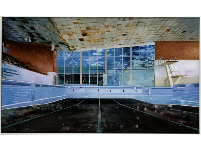 Sans titre, 2008 % Huile sous plexiglas<br/>Oil under plexiglass <br/>50 x 85 cm<br/><br/>