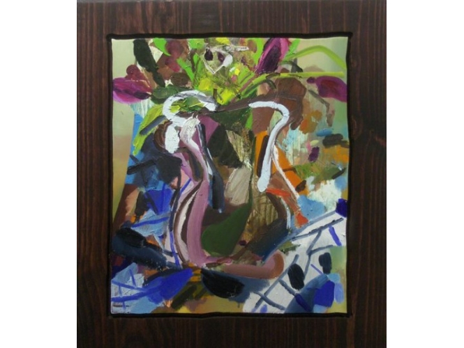 April 9th, 2012 % Huile et lasure sur bois <br/>Oil, stain on wood<br/>26 x 24 inches<br/><br/><br/>