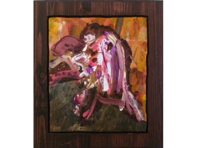 January 14th, 2012 % Huile et lasure sur bois <br/>Oil, stain on wood<br/>26 x 24 inches<br/><br/>