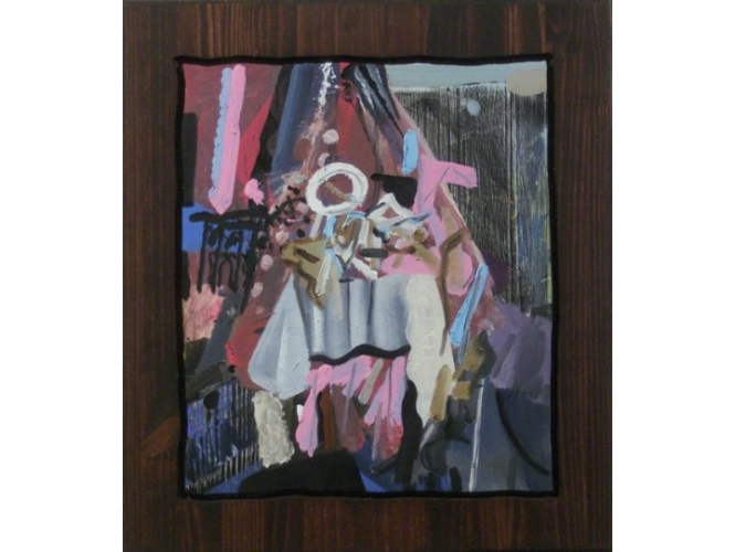 January 24th, 2012 % Huile et lasure sur bois <br/>Oil, stain on wood<br/>26 x 24 inches<br/><br/>