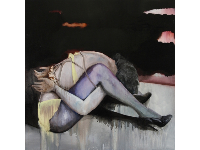 La Voisine, 2011 % Huile sur toile<br/>Oil on canvas<br/>100 x 100 cm<br/><br/>