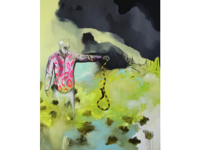 Presenting Snake, 2010 % Huile sur toile <br/>Oil on canvas<br/>200 x 160 cm<br/><br/>