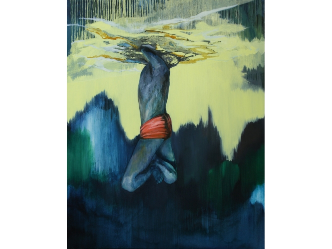 Upside down Sadhu (2nde version), 2011 % Huile sur toile <br/>Oil on canvas<br/>200 x 160 cm<br/><br/>