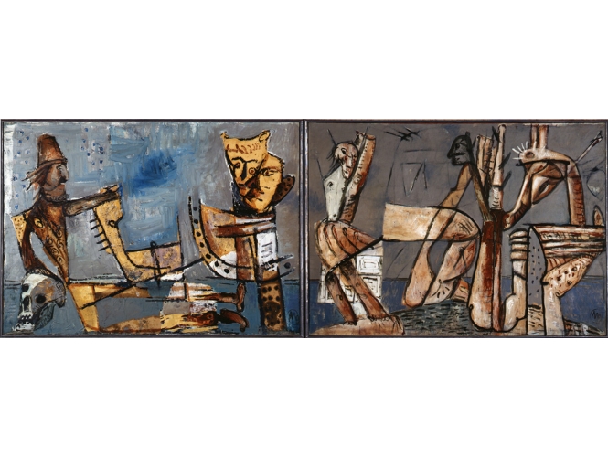 Die Vertreibung aus dem Serail (L’expulsion du Sérail) % Huile sur toile en 2 panneaux<br/>Oil on canvas in 2 panels<br/>250 x 700 cm