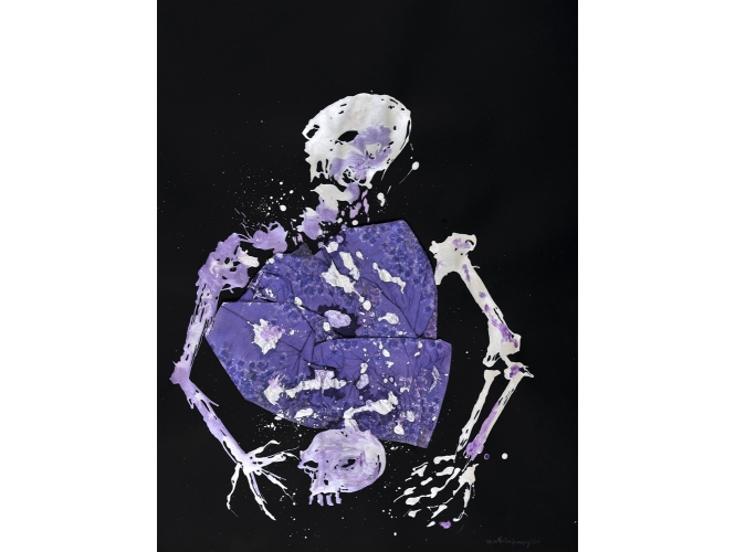 Sans titre, (triptyque) série ‘Mystic & Smart’ / Untitled, (triptych) ‘Mystic & Smart’ series, 2012 % Œuvre sur papier, encre acrylique, techniques mixtes <br/>Triptyque : 65 x 150 cm<br/>© Rebecca Fanuele<br/><br/>Work on paper <br/>acrylic ink, mixed techniques,<br/>Triptych: 65 x 150 cm<br/>© Rebecca Fanuele<br/><br/>