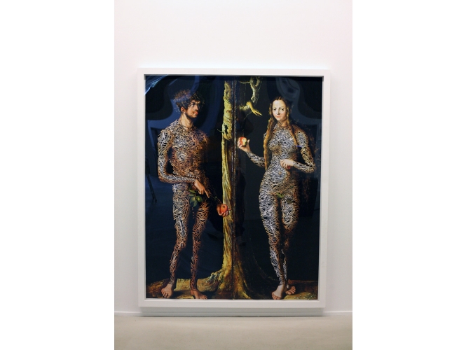 Jean-Luc Moerman, “Adam et Eve”, 2009 % Technique mixte<br/>Mixed media <br/>191 x 152 cm<br/>Photo: Marty de Montereau<br/><br/>