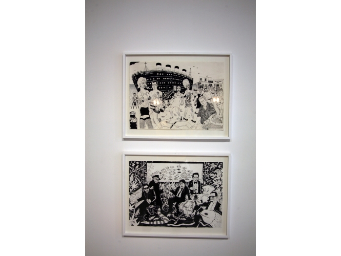 Neal Fox, Sans titre / untitled, 2009 % Encre sur papier<br/>Ink on paper<br/>42 x 60 cm (each /  chacun)<br/>Photo: Marty de Montereau<br/><br/>