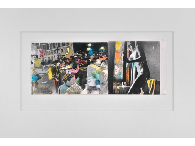 ‘Arles, Paris … and.’ series, 1989-2014 % Tirage argentique noir et blanc, stylo doré et argenté, gouache pièce unique <br/>17 x 30 cm (6 3/4 x 11 3/4 in.) <br/>40 x 50 cm (15 3/4 x 19 5/8 in.) encadré<br/><br/>Black and white silver print, gold and silver pen, gouache<br/>17 x 30 cm (6 3/4 x 11 3/4 in.) <br/>40 x 50 cm (15 3/4 x 19 5/8 in.) framed<br/><br/>
