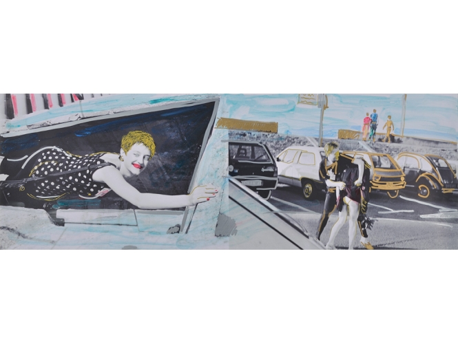 ‘Arles, Paris … and.’ series, 1989-2014 % C-print, crayon doré et argenté, gouache<br/>20 x 60 cm (7 7/8 x 23 5/8 in.)<br/><br/>C-print, gold and silver pen, gouache <br/>20 x 60 cm (7 7/8 x 23 5/8 in.)<br/><br/>