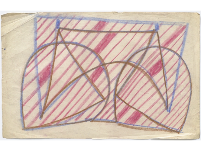 Ohne Titel (Dithyrambe), 1964 % Crayon de cire sur papier<br/>Wax pencil on paper<br/>42 x 65,5 cm (16 1/2 x 25 3/4 in.)<br/><br/>