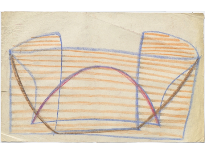 Ohne Titel (Dithyrambe), 1964 % Crayon de cire sur papier<br/>Wax pencil on paper<br/>42 x 65,6 cm (16 1/2 x 25 7/8 in.)<br/><br/>
