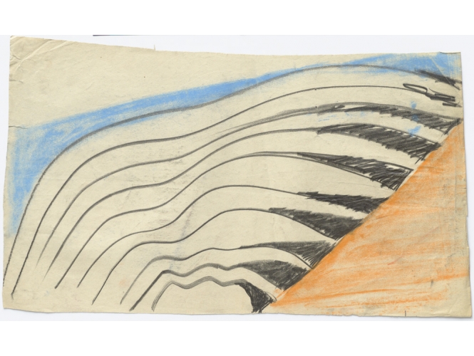 Ohne Titel (Dithyrambe), 1964 % Graphite et pastel sur papier<br/>Graphite and pastel on paper<br/>38 x 65,1 cm (15 x 25 5/8 in.)<br/><br/>