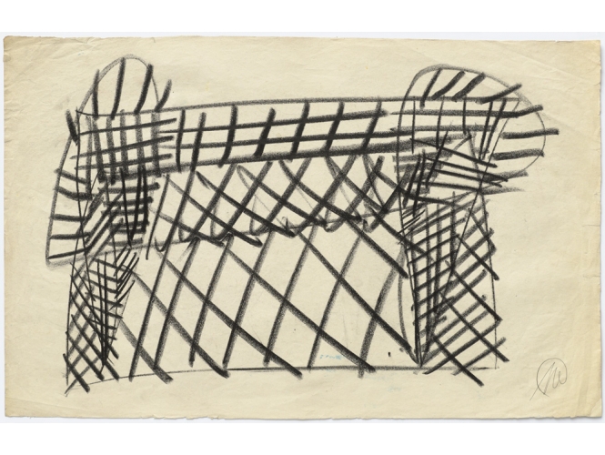 Ohne Titel (Dithyrambe), 1964 % Crayon de cire sur papier<br/>Wax pencil on paper<br/>42,2 x 66 cm (16 5/8 x 26 in.)<br/><br/>