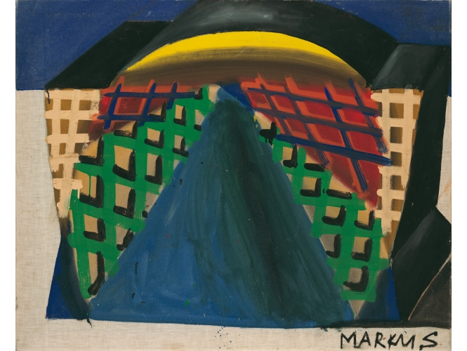 Aus der kleinen Straße, 1964 % Détrempe sur toile<br/>Tempera on canvas<br/>85 x 105 cm (33 1/2 x 41 3/8 in.)<br/><br/>