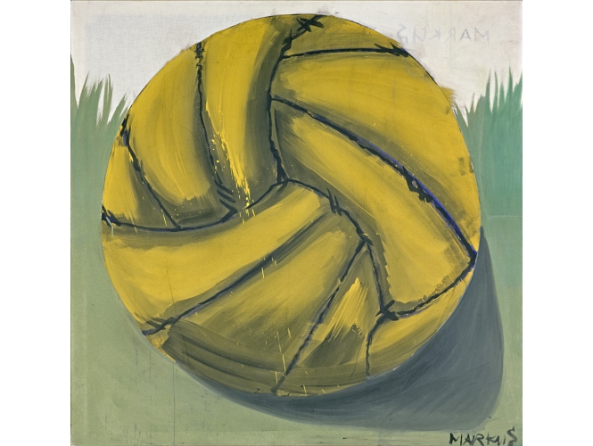Fussball, 1966 % Détrempe sur toile<br/>Tempera on canvas<br/>149 x 151 cm (58 5/8 x 59 1/2 in.)<br/><br/>