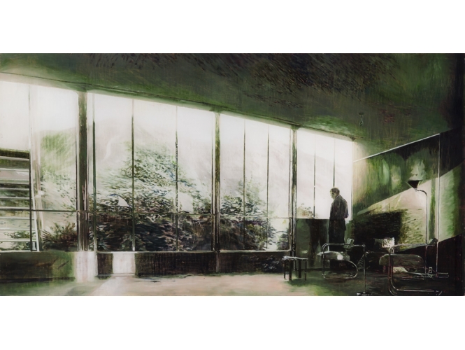 Quarto Verde, 2014 % Huile sur plexiglas<br/>Oil on plexiglass<br/>72 x 138 cm <br/>(28 3/8 x 54 3/8 in.)<br/><br/>
