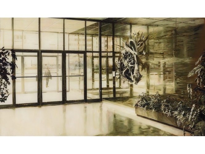 The Arrival, 2014 % Huile sur plexiglas<br/>Oil on plexiglass<br/>72 x 125 cm <br/>(28 3/8 x 49 1/4 in.)<br/><br/>