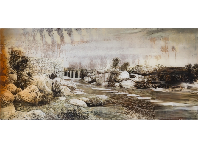 Off Limits, 2014 % Huile sur plexiglas<br/>Oil on plexiglass<br/>72 x 155 cm <br/>(28 3/8 x 61 in.)<br/><br/>
