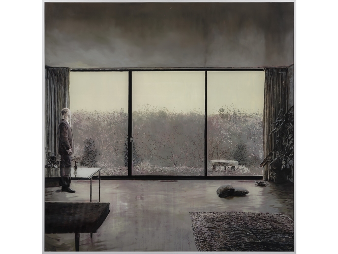 Looking Out, 2014 % Huile sur plexiglas<br/>Oil on plexiglass<br/>84 x 84 cm <br/>(33 1/8 x 33 1/8 in.)<br/><br/>