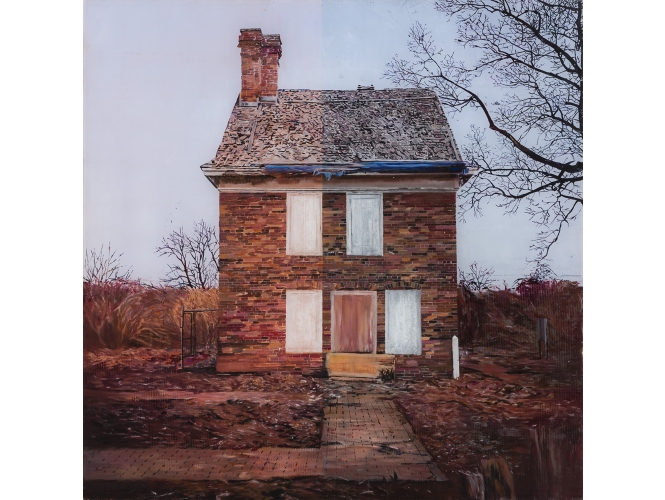 Casa (dividida), 2014 % Huile sur plexiglas<br/>Oil on plexiglass<br/>84 x 84 cm <br/>(33 1/8 x 33 1/8 in.)<br/><br/>