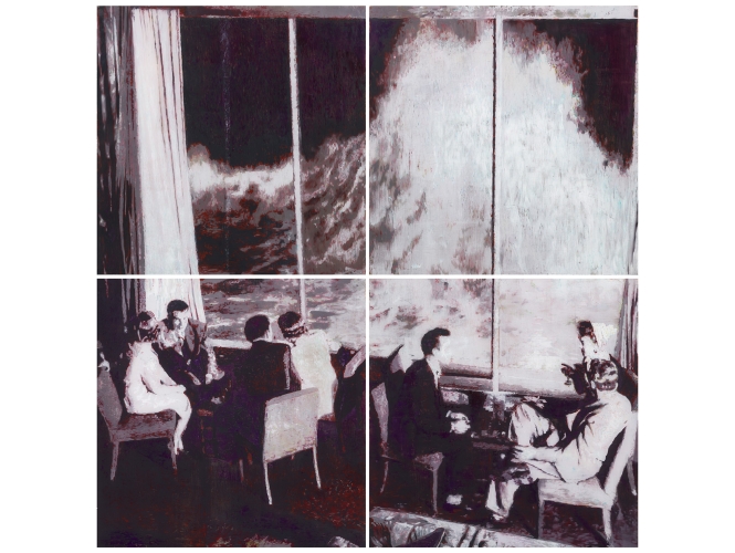 Marine Room, 2015 % Quadriptyque, huile sur plexiglas<br/>Quadriptych, oil on plexiglass <br/>200 x 200 cm <br/>(78 3/4 x 78 3/4 in.)<br/><br/>