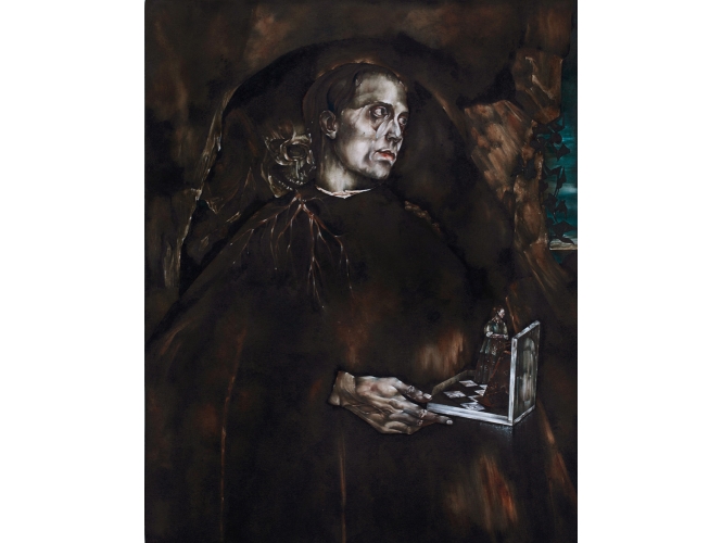 SANS TITRE, 2014 % Huile sur bois<br/>Oil on wood<br/>50 x 40 cm <br/>(19 5/8 x 15 3/4 in.)<br/><br/>