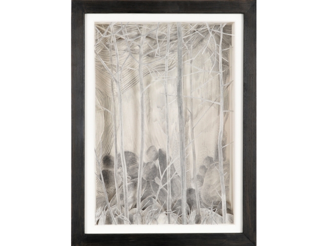 Dessin 8, 2015 % Mine de plomb sur papier et papier calque<br/>Graphite on paper and tracing paper <br/>39,5 x 29,5 x 10 cm<br/><br/>Photo: Olivier Toggwiler<br/><br/>