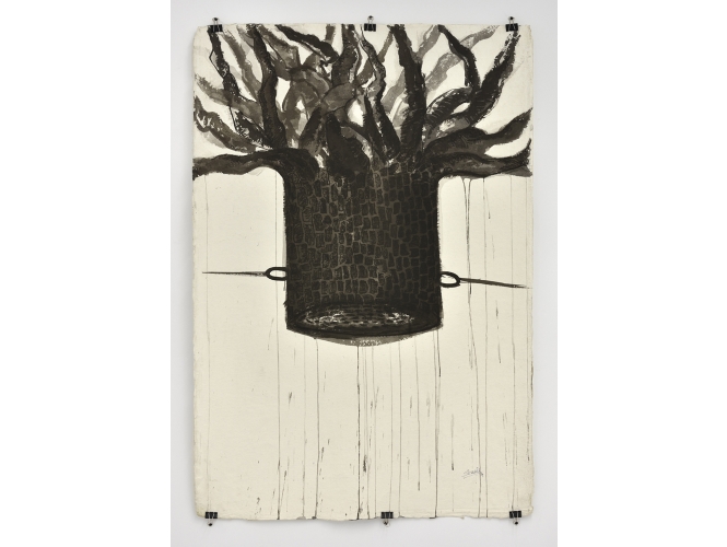 Sans titre, 2015 % Encre et acrylique sur papier de coton fait main / Ink and acrylic on hand made cotton rag paper<br/>135 x 94 cm	<br/>(53 1/8 x 37 in.)<br/><br/>